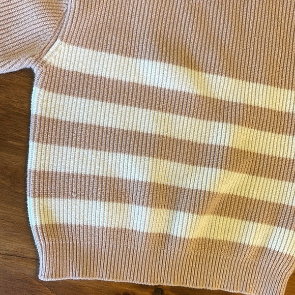 Zara kids 4-5 years stripe sweater in light pink and white - Picture 2 of 5